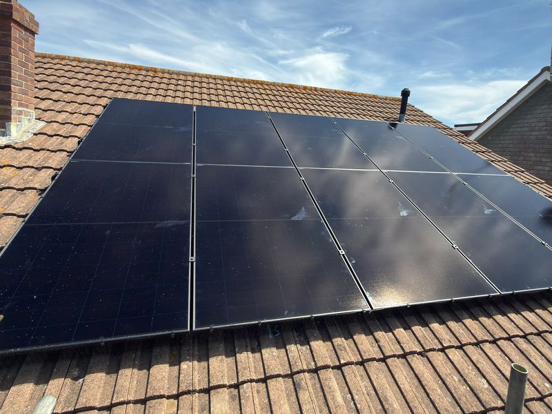 Solar panels on a Hampshire roof, installed by Solent Solar